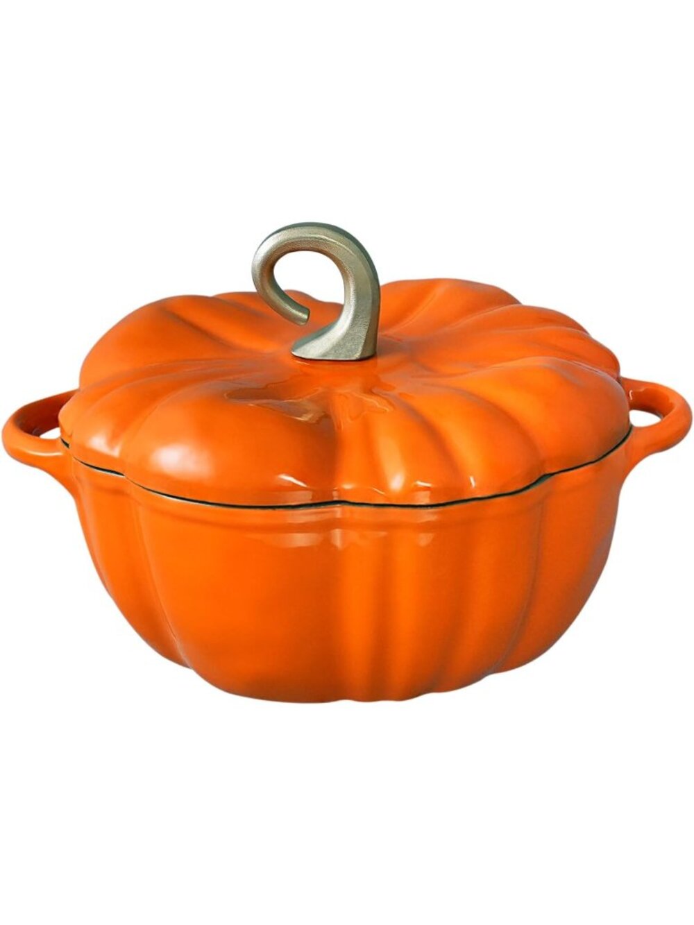 Pumpkin Dutch Oven Pot with Lid 3.8 Qt, Enameled Cast Iron Halloween Decor